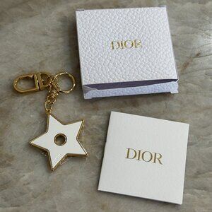 Dior Lucky Star Key Holder Bag Charm in Gold and White